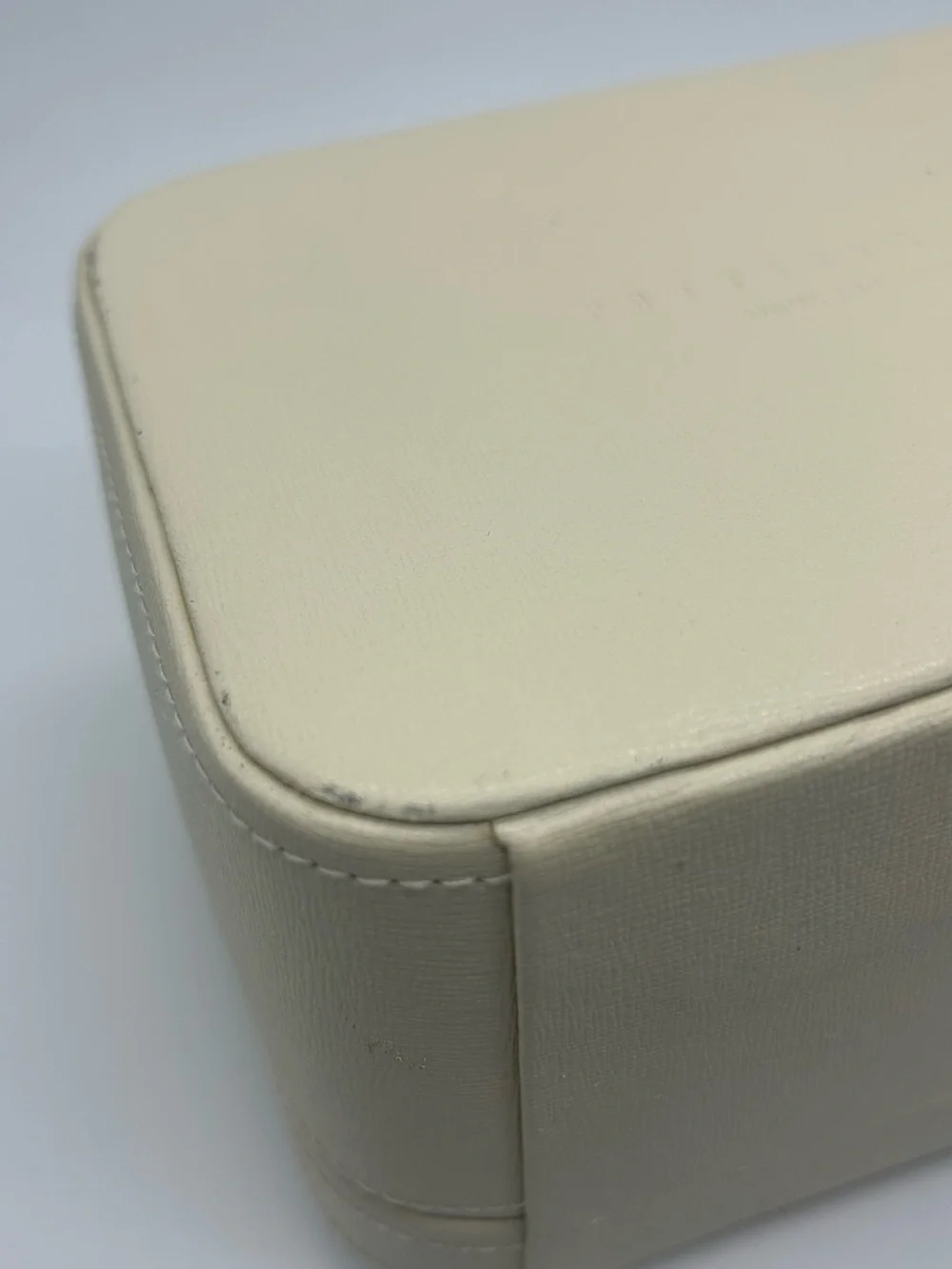 Pottery Barn Cream Travel Jewelry Box Carrying Handle key lock